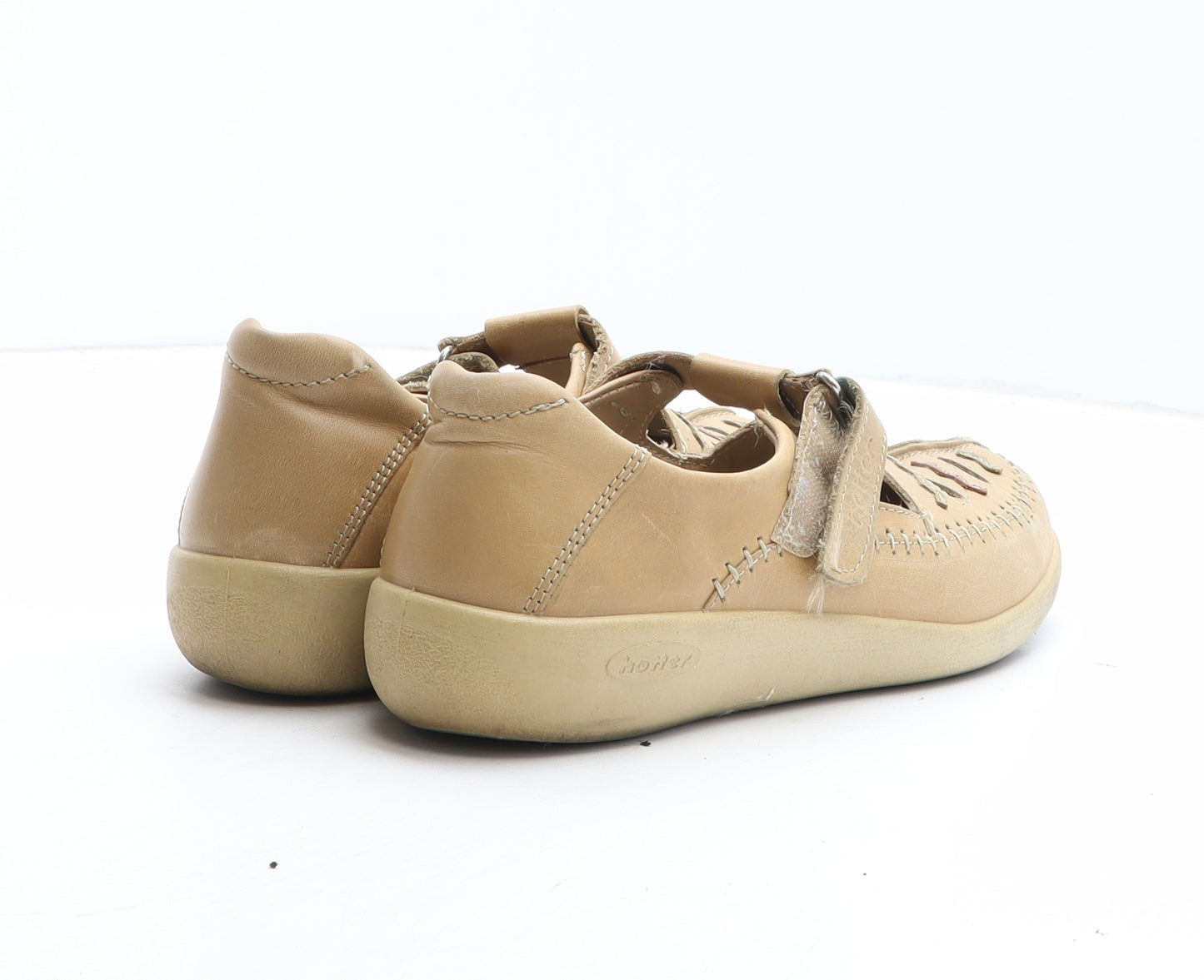 Hotter Womens Beige Leather Slip On Casual UK