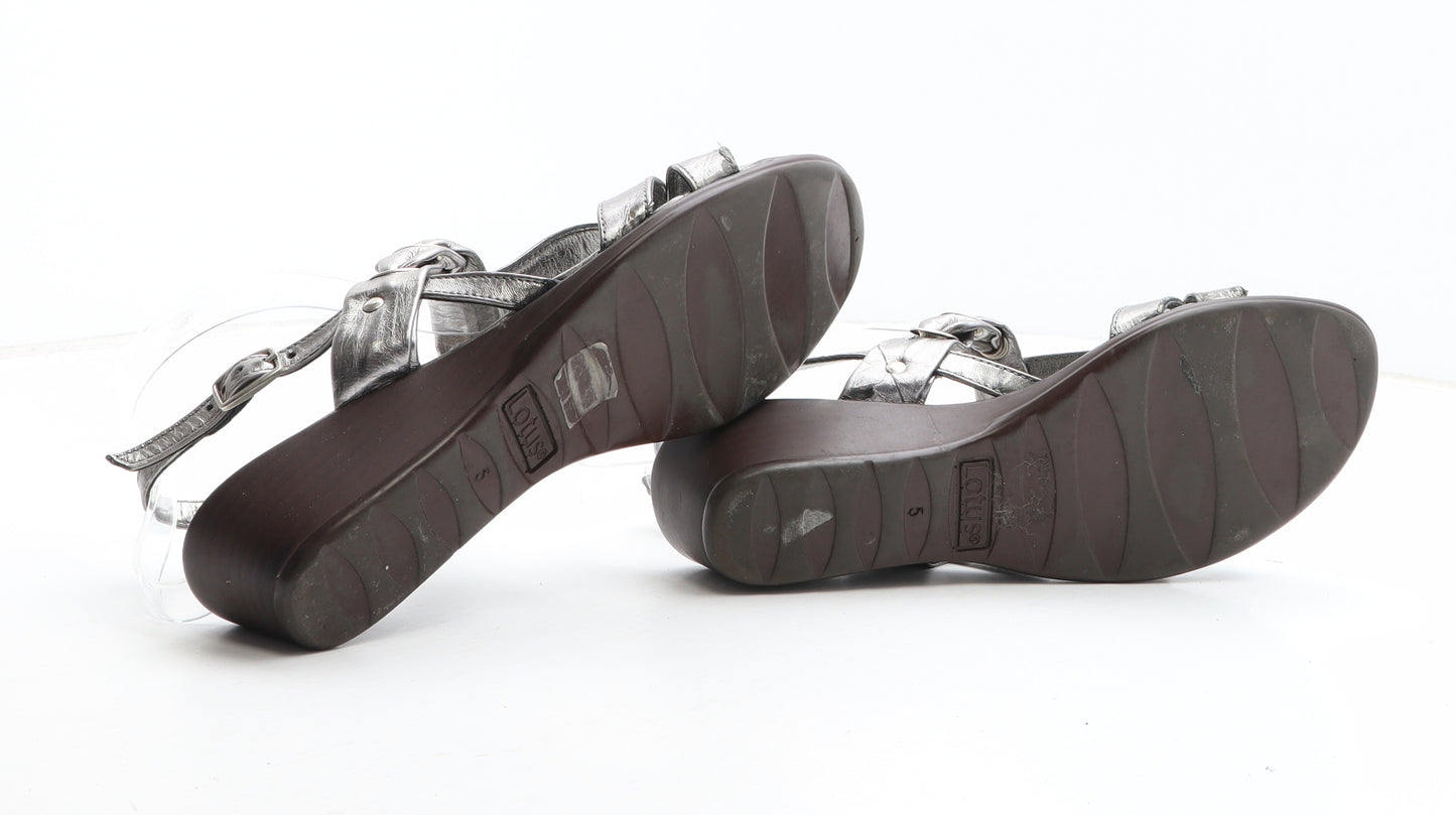 Lotus Womens Silver Synthetic Slingback Sandal UK