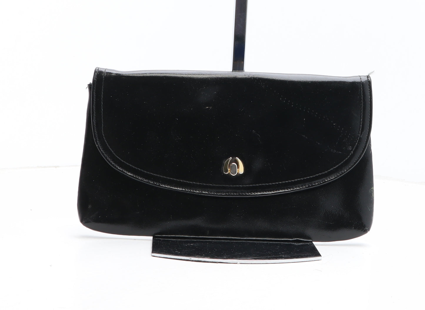 Elgee Womens Black Leather Clutch Size Small