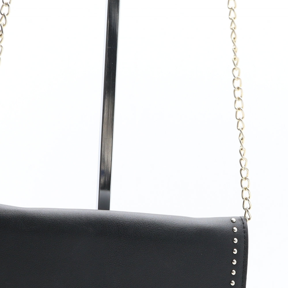 Preworn Womens Black Polyurethane Shoulder Bag Size Small
