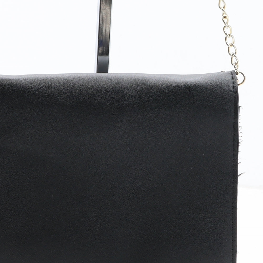 Preworn Womens Black Polyurethane Shoulder Bag Size Small