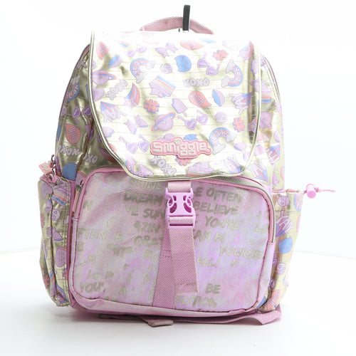 Smiggle Girls Gold Geometric Polyurethane Backpack Size Large Zip