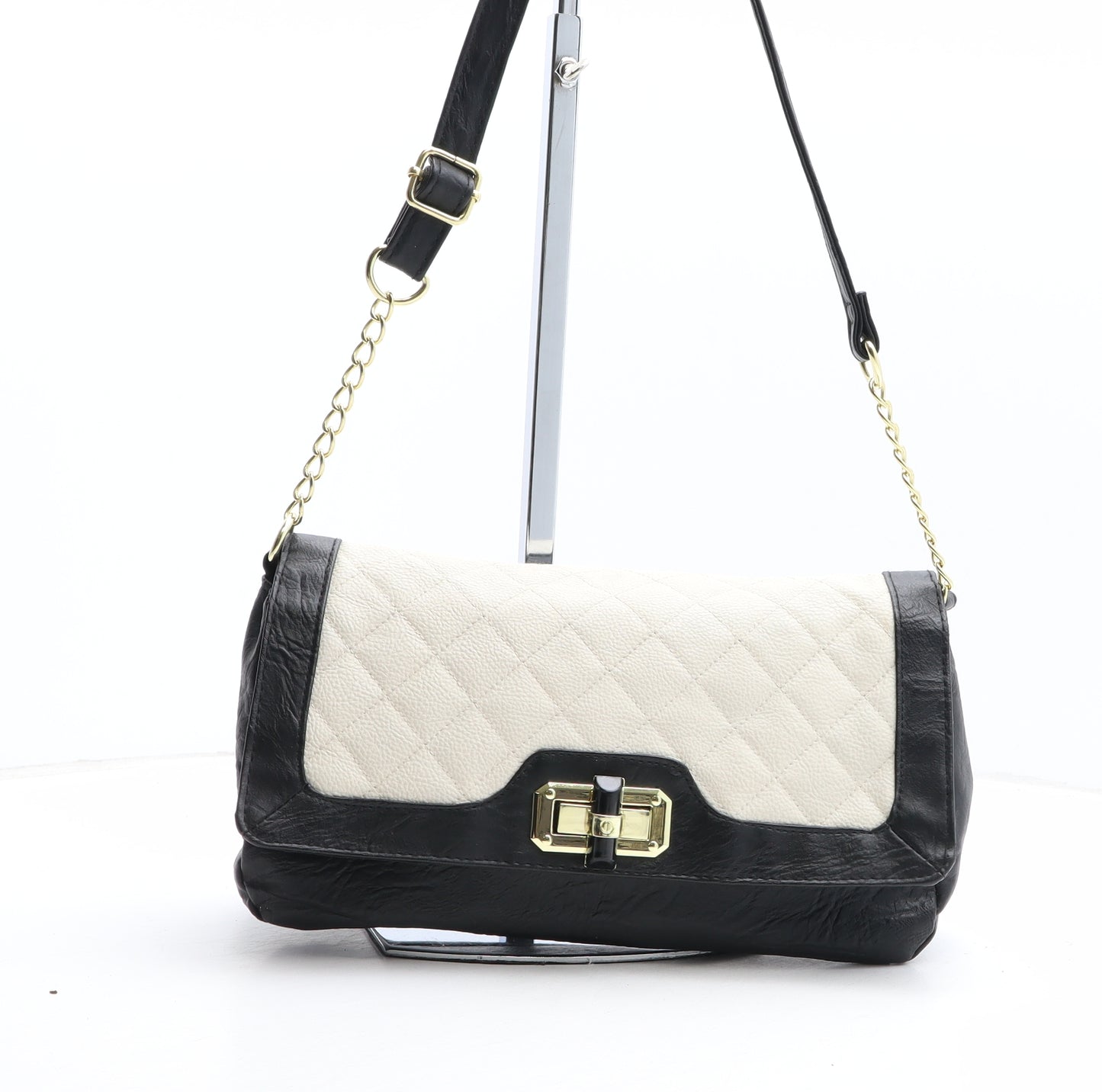 George Womens Black Colorblock Polyurethane Crossbody Size Small
