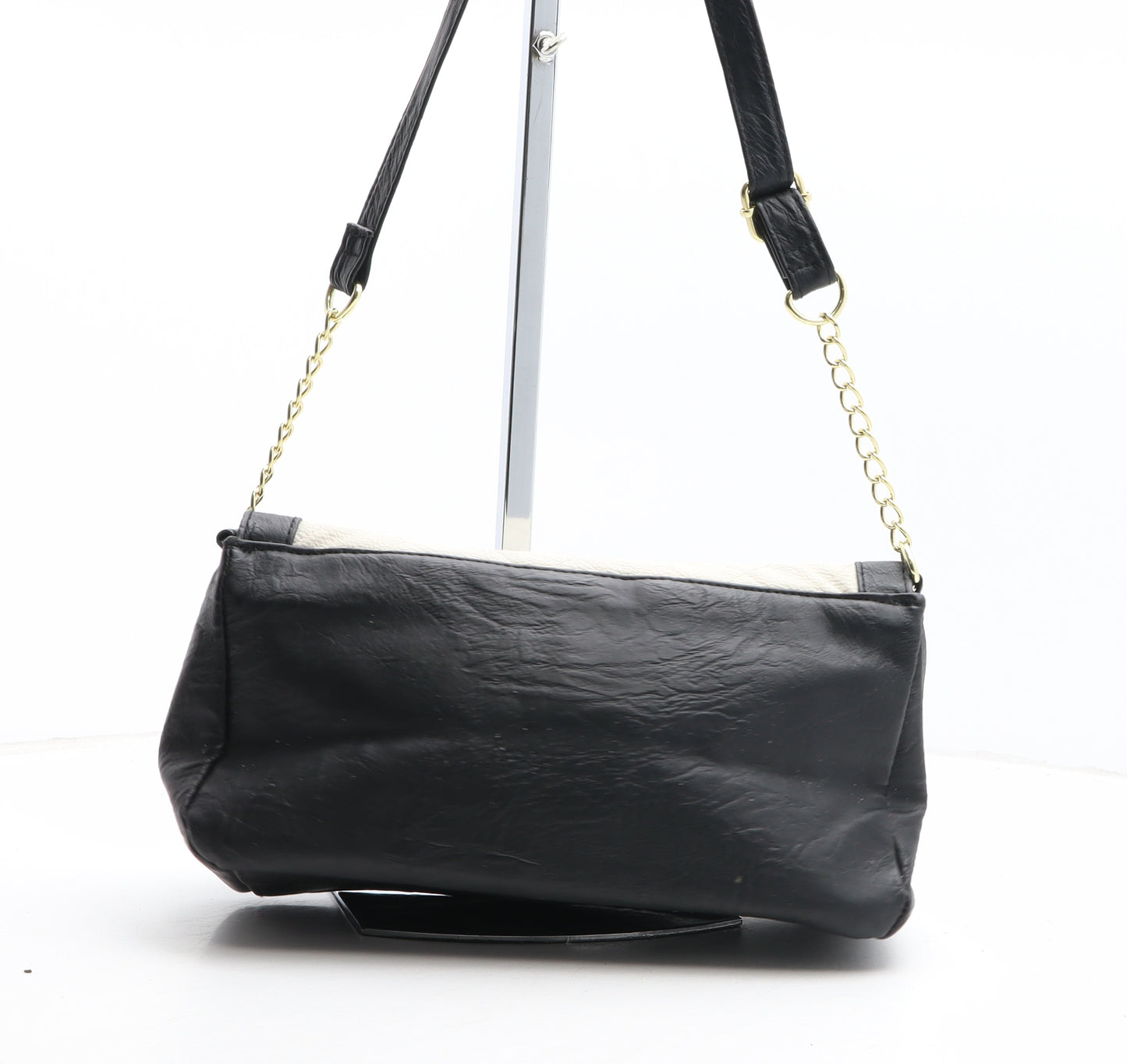 George Womens Black Colorblock Polyurethane Crossbody Size Small