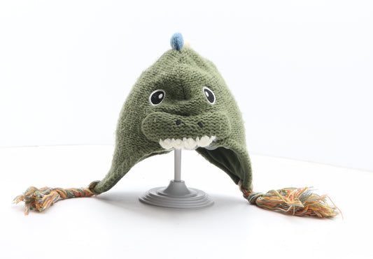 Mothercare Boys Green Acrylic Winter Hat One Size - Dinosaur UK Size 3-6 Years