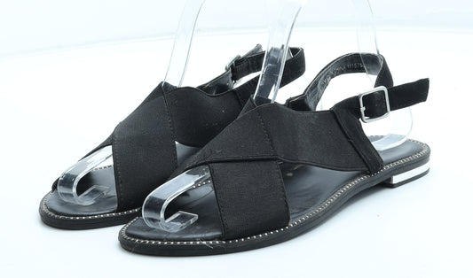 Preworn Womens Black Polyester Slingback Sandal UK