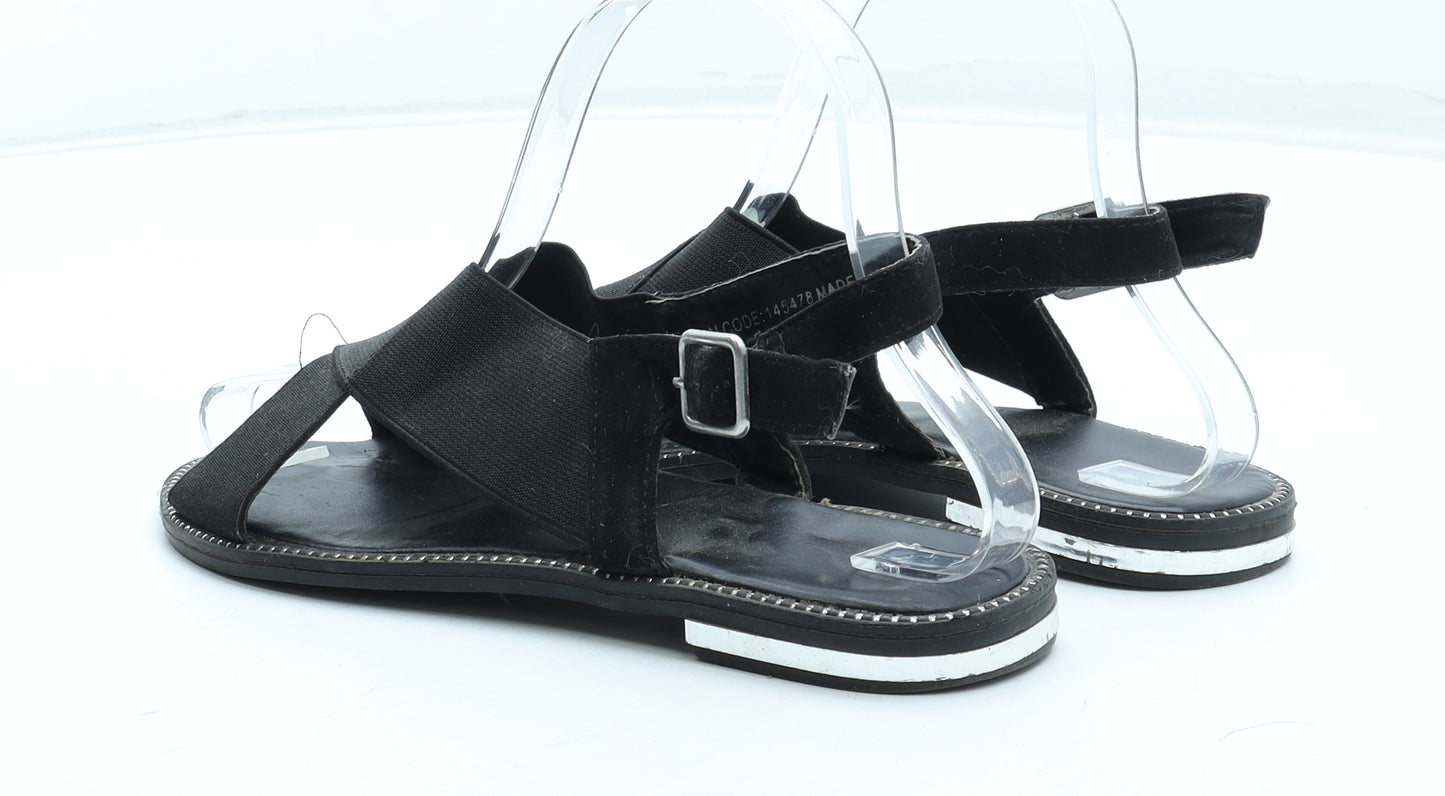 Preworn Womens Black Polyester Slingback Sandal UK
