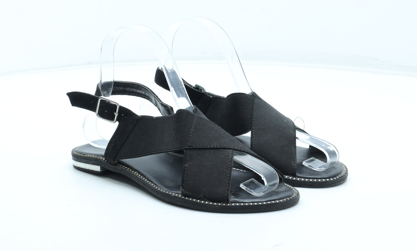 Preworn Womens Black Polyester Slingback Sandal UK
