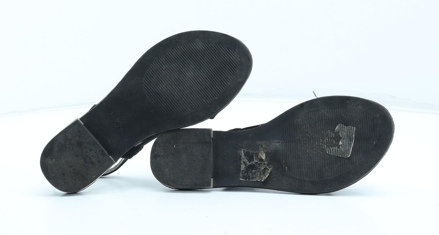 Preworn Womens Black Polyester Slingback Sandal UK