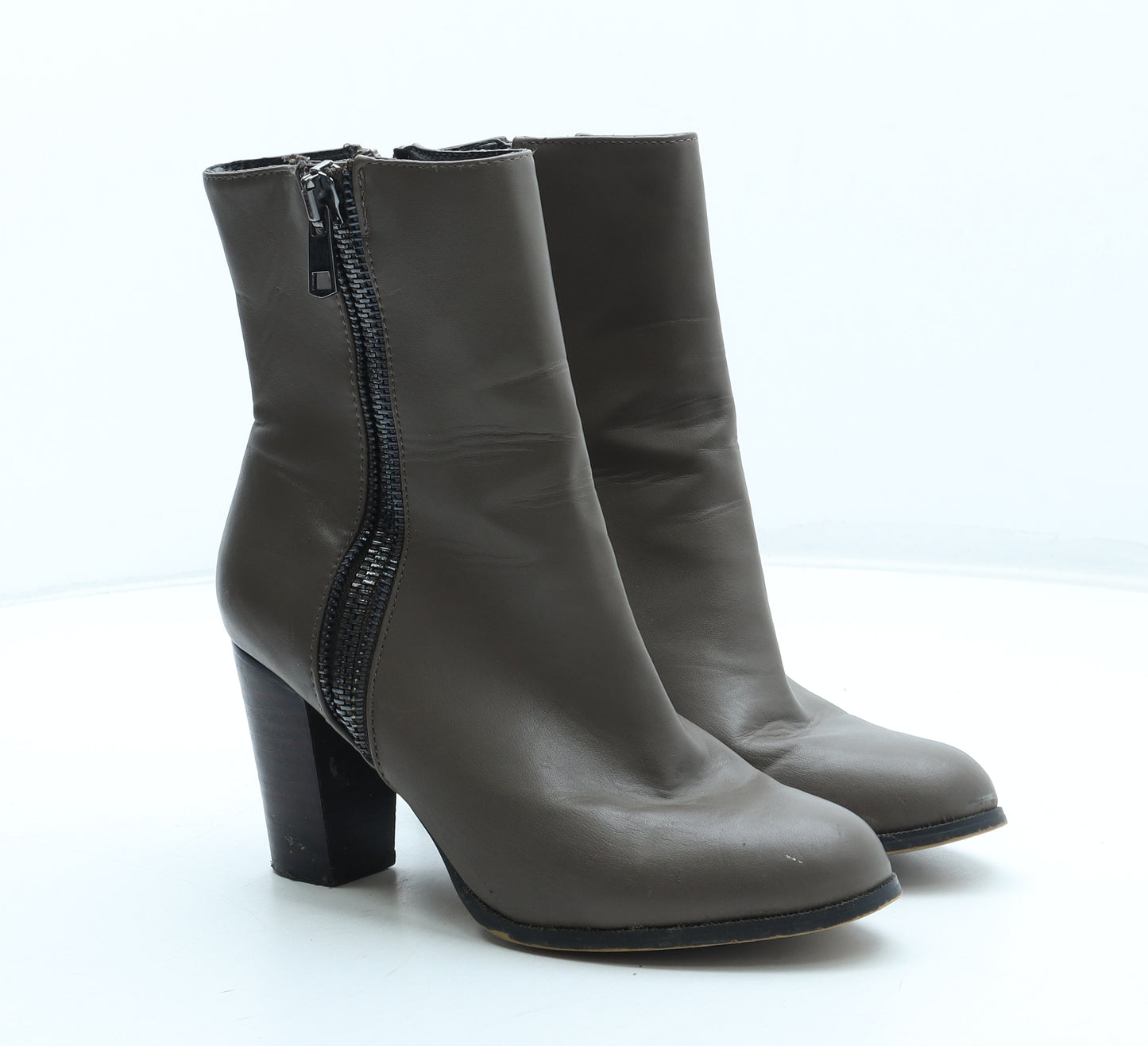 F&F Womens Grey Polyurethane Bootie Boot UK