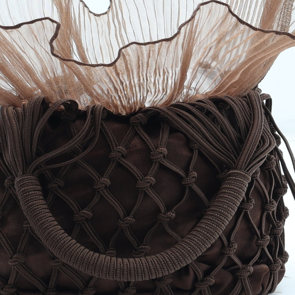 Rich Bags Womens Brown Floral Polyester Pouch Size Small