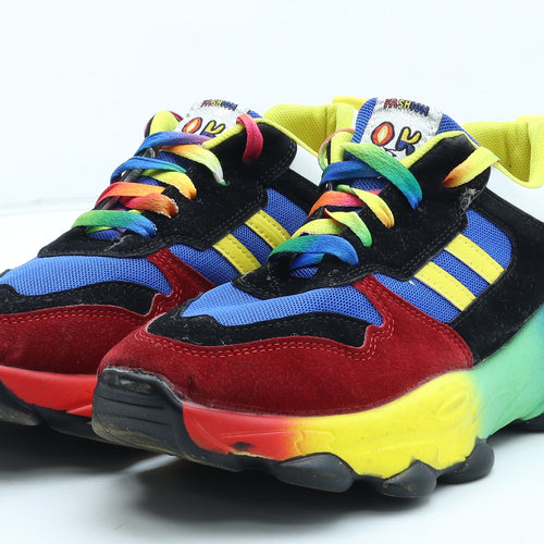 Fashion OK Womens Multicoloured Colourblock Polyester Trainer UK - Estimated UK Size 6
