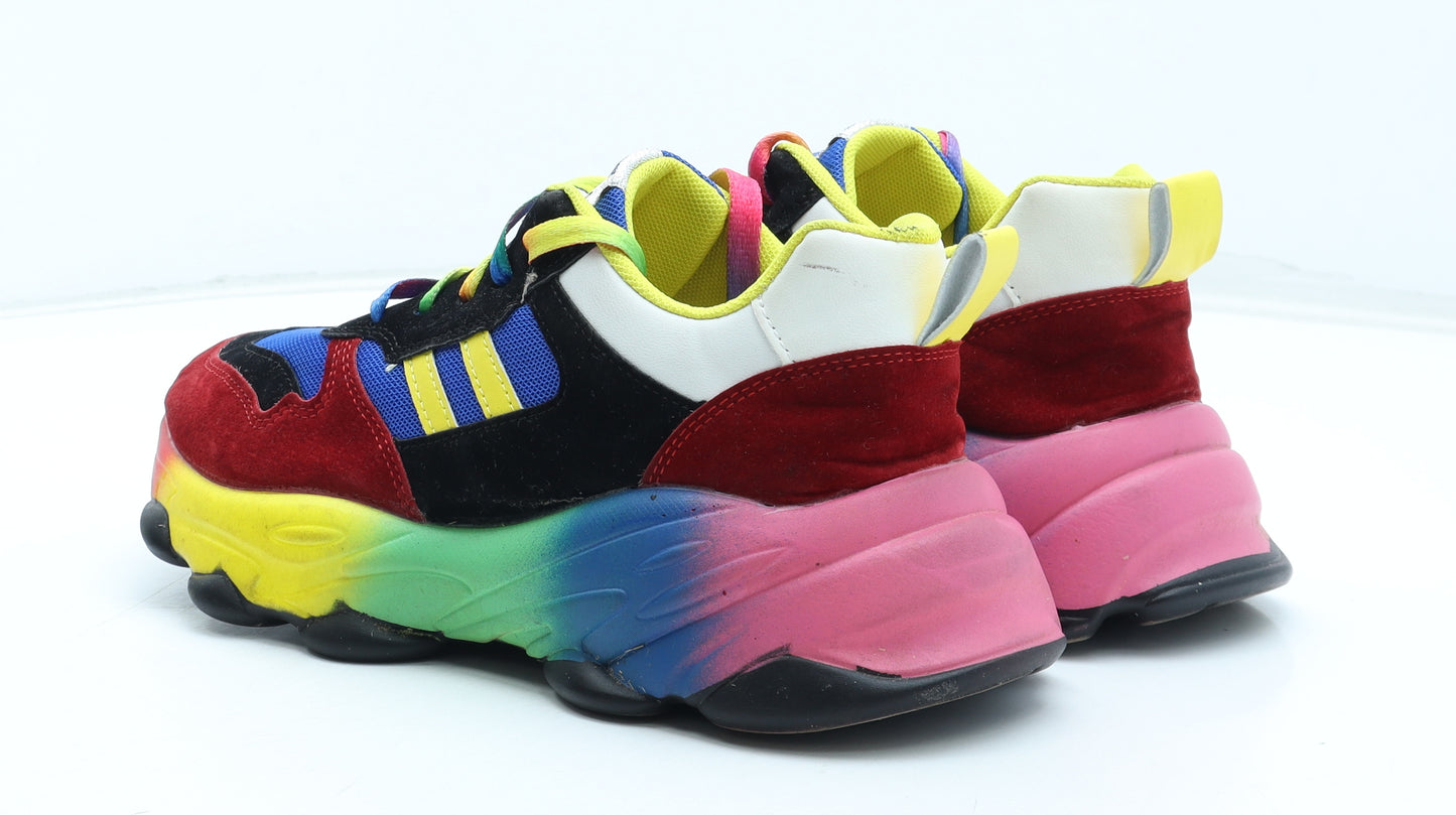 Fashion OK Womens Multicoloured Colourblock Polyester Trainer UK - Estimated UK Size 6