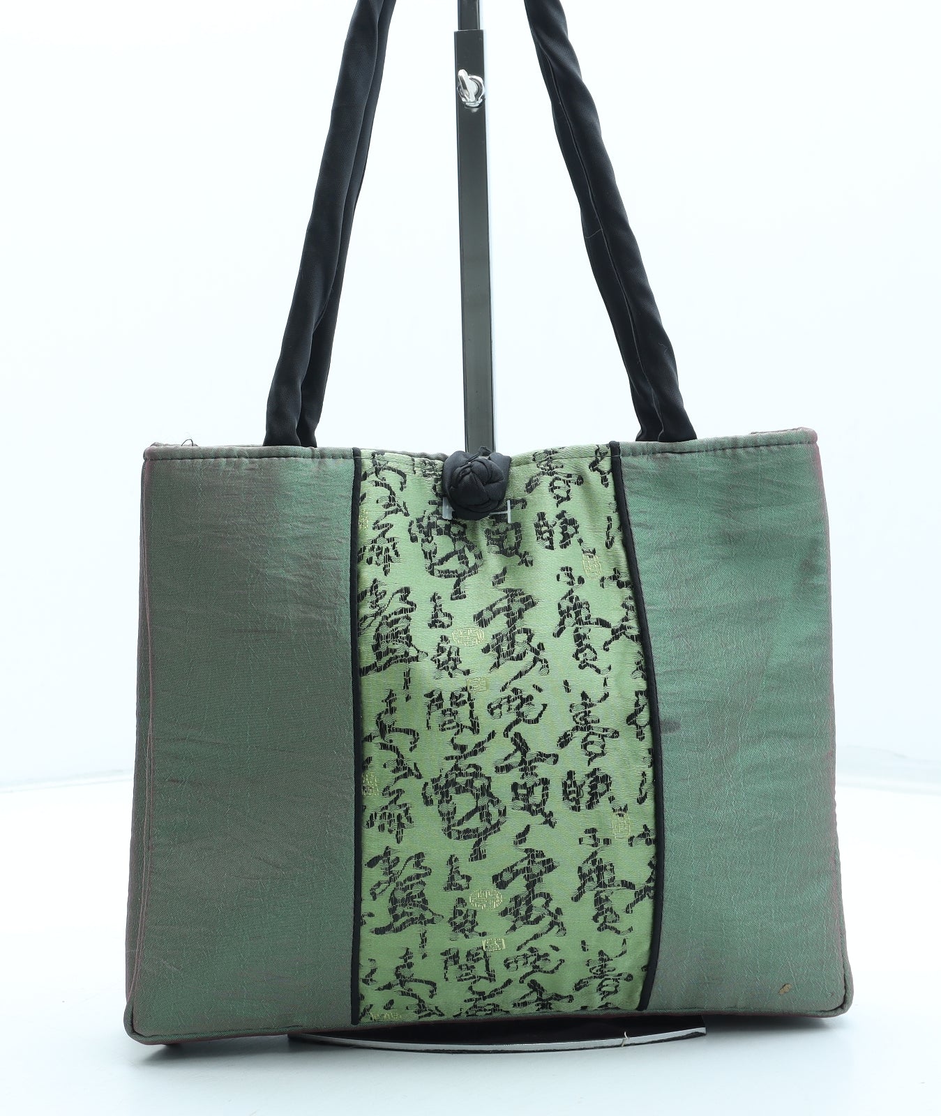 Preworn Womens Green Geometric Polyester Tote Size Small