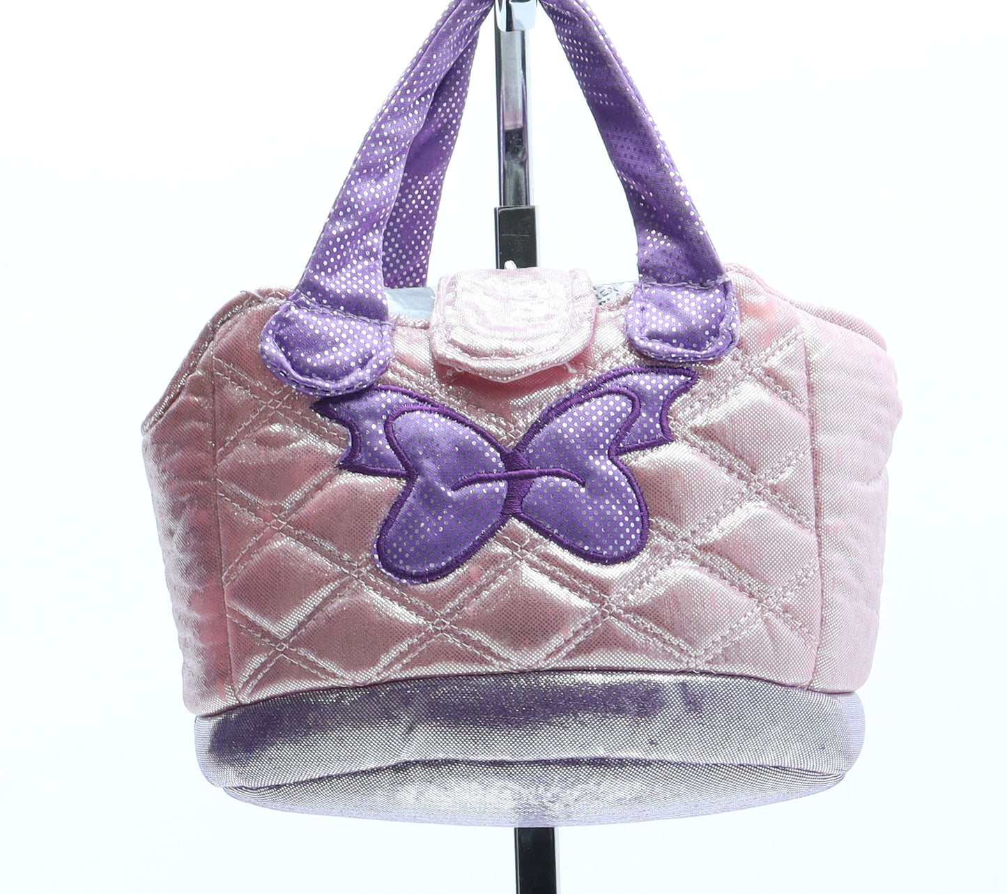 Preworn Girls Pink Polyester Top Handle Bag Size Small Hook & Loop