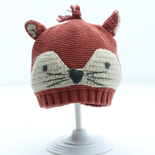 NEXT Boys Orange Cotton Beanie Size S - Size 6-12 months Fox Detail