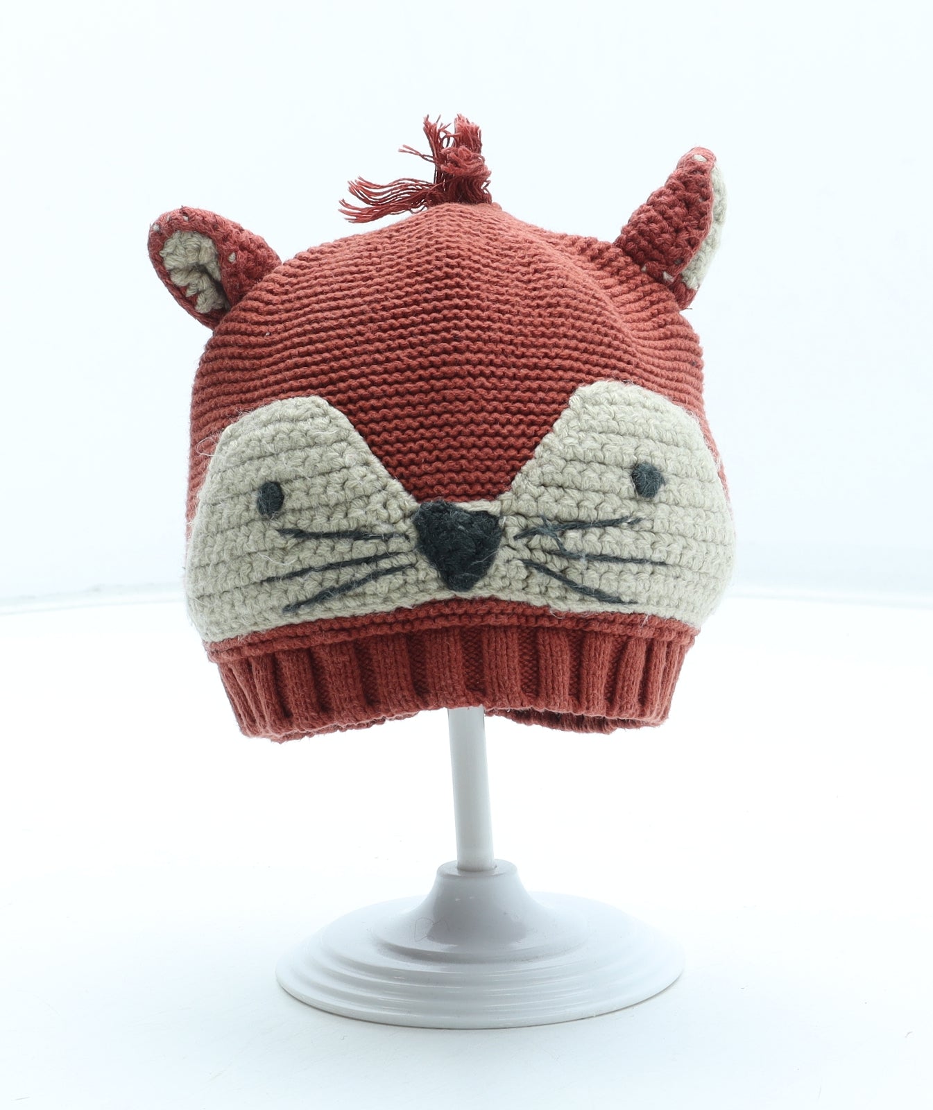 NEXT Boys Orange Cotton Beanie Size S - Size 6-12 months Fox Detail