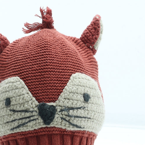 NEXT Boys Orange Cotton Beanie Size S - Size 6-12 months Fox Detail