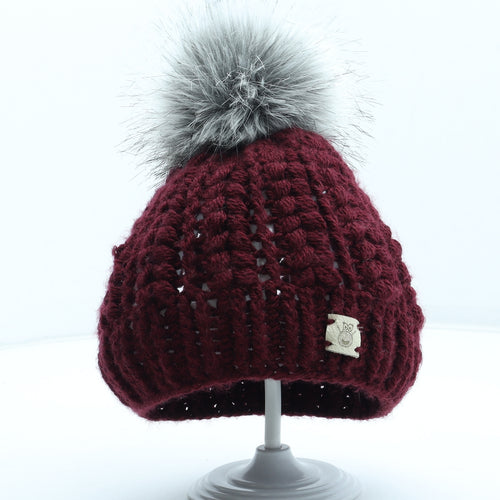 Preworn Womens Red Acrylic Bobble Hat One Size