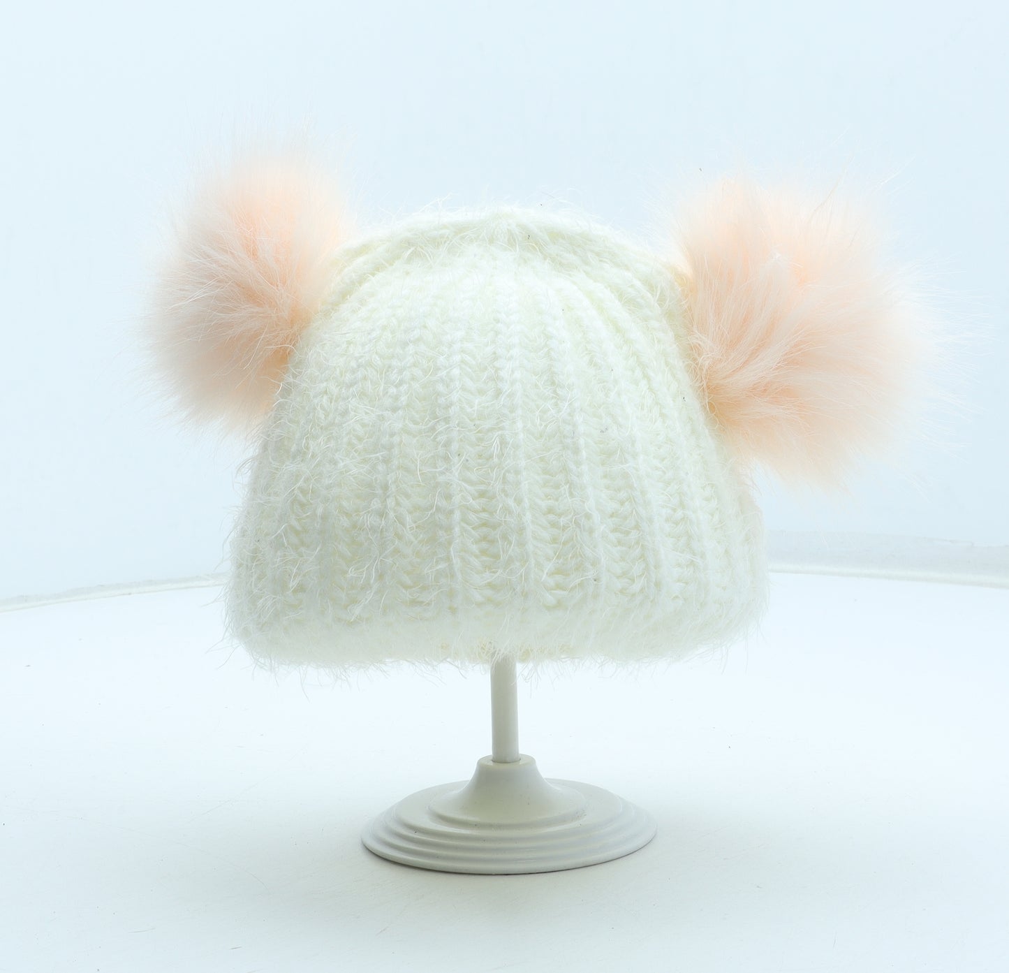 Primark Girls White Acrylic Bobble Hat One Size