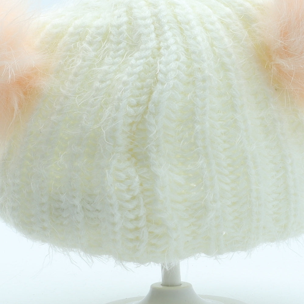 Primark Girls White Acrylic Bobble Hat One Size