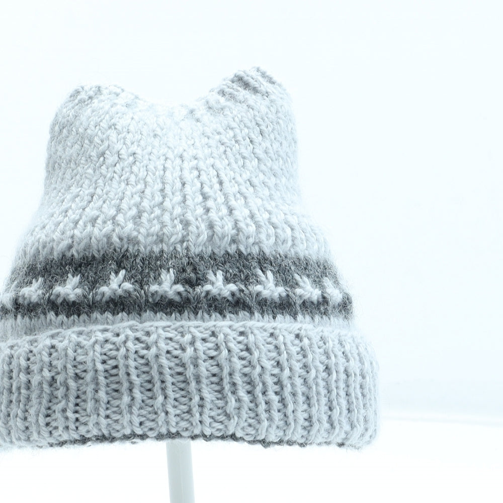 Preworn Boys Grey Fair Isle Acrylic Beanie One Size
