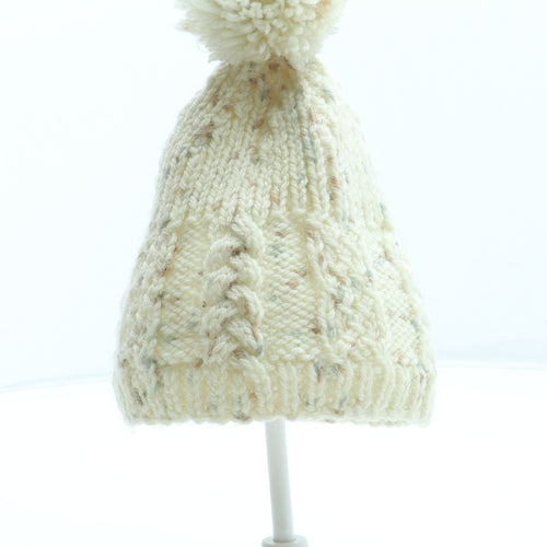 Preworn Girls Ivory Acrylic Bobble Hat Size S