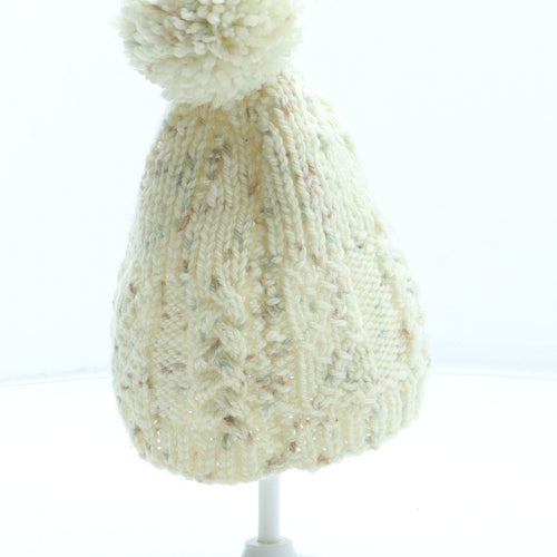 Preworn Girls Ivory Acrylic Bobble Hat Size S