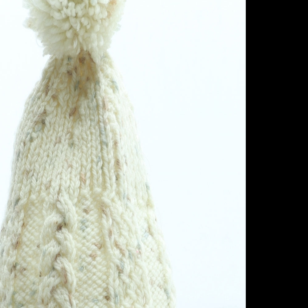 Preworn Girls Ivory Acrylic Bobble Hat Size S