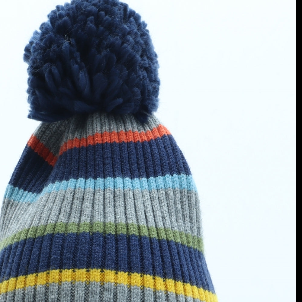 Marks and Spencer Boys Multicoloured Colourblock Acrylic Bobble Hat One Size - Size 10-13 Years