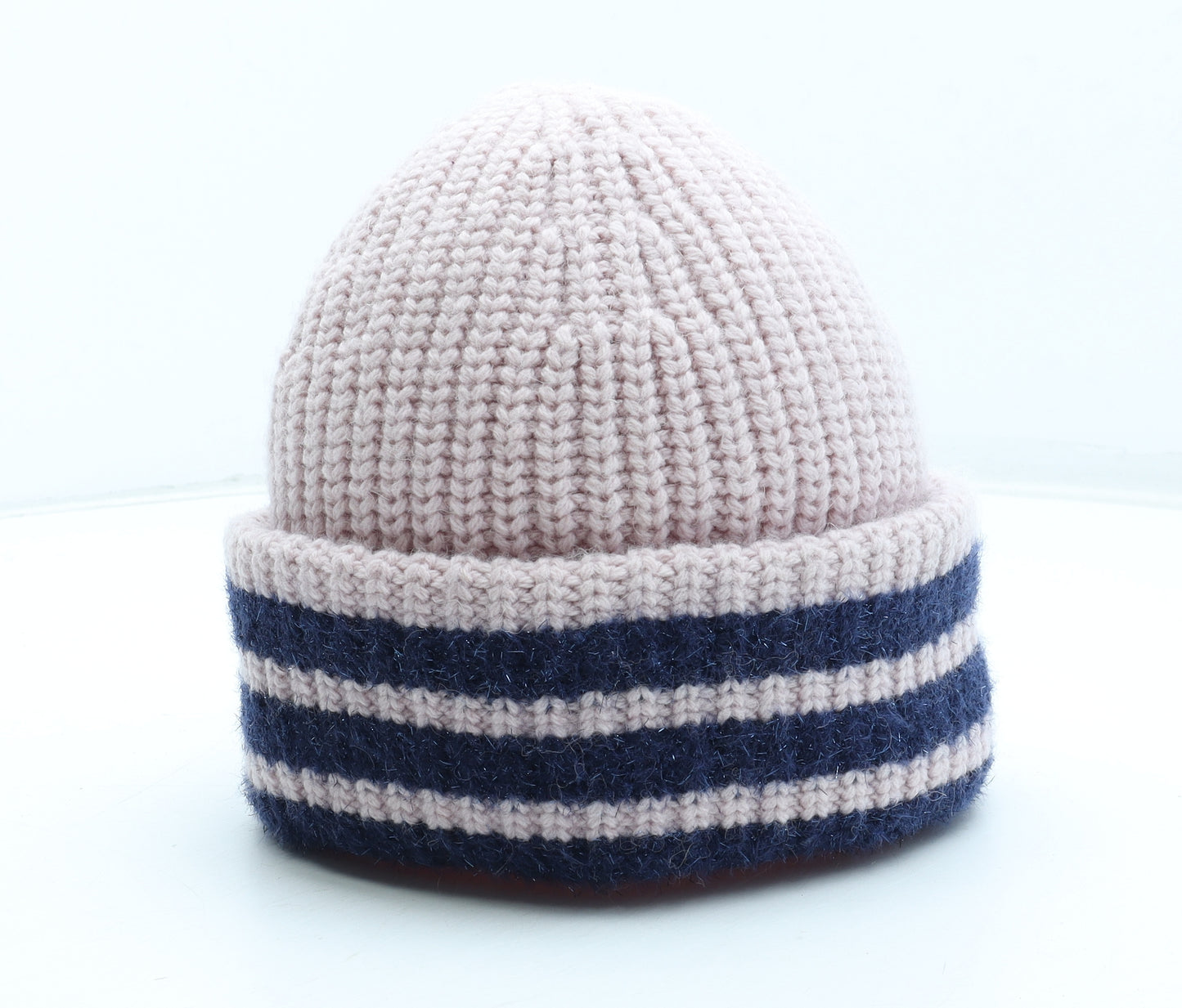 Boden Womens Pink Striped Acrylic Beanie One Size