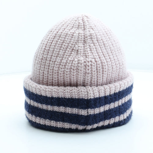 Boden Womens Pink Striped Acrylic Beanie One Size