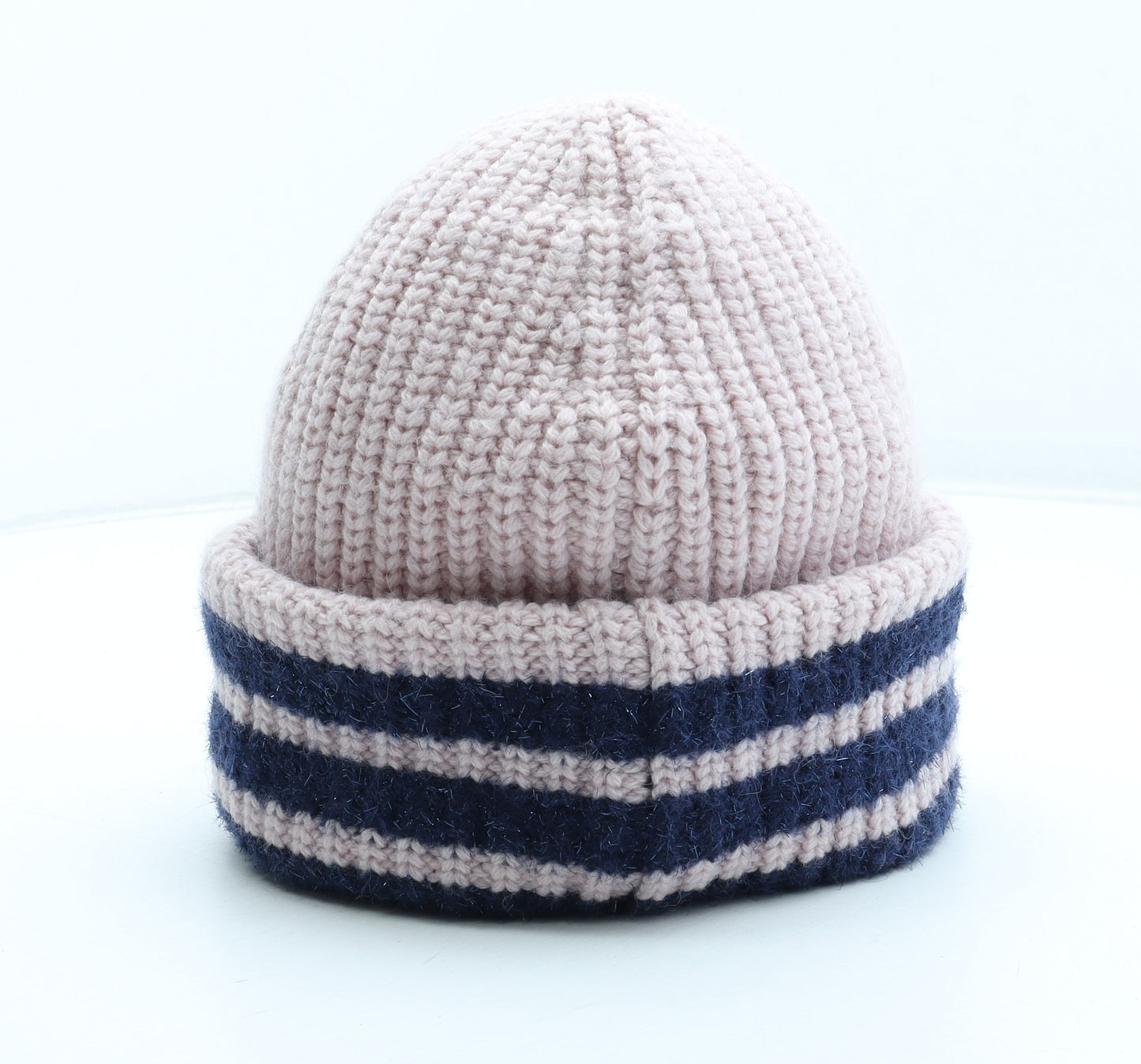 Boden Womens Pink Striped Acrylic Beanie One Size