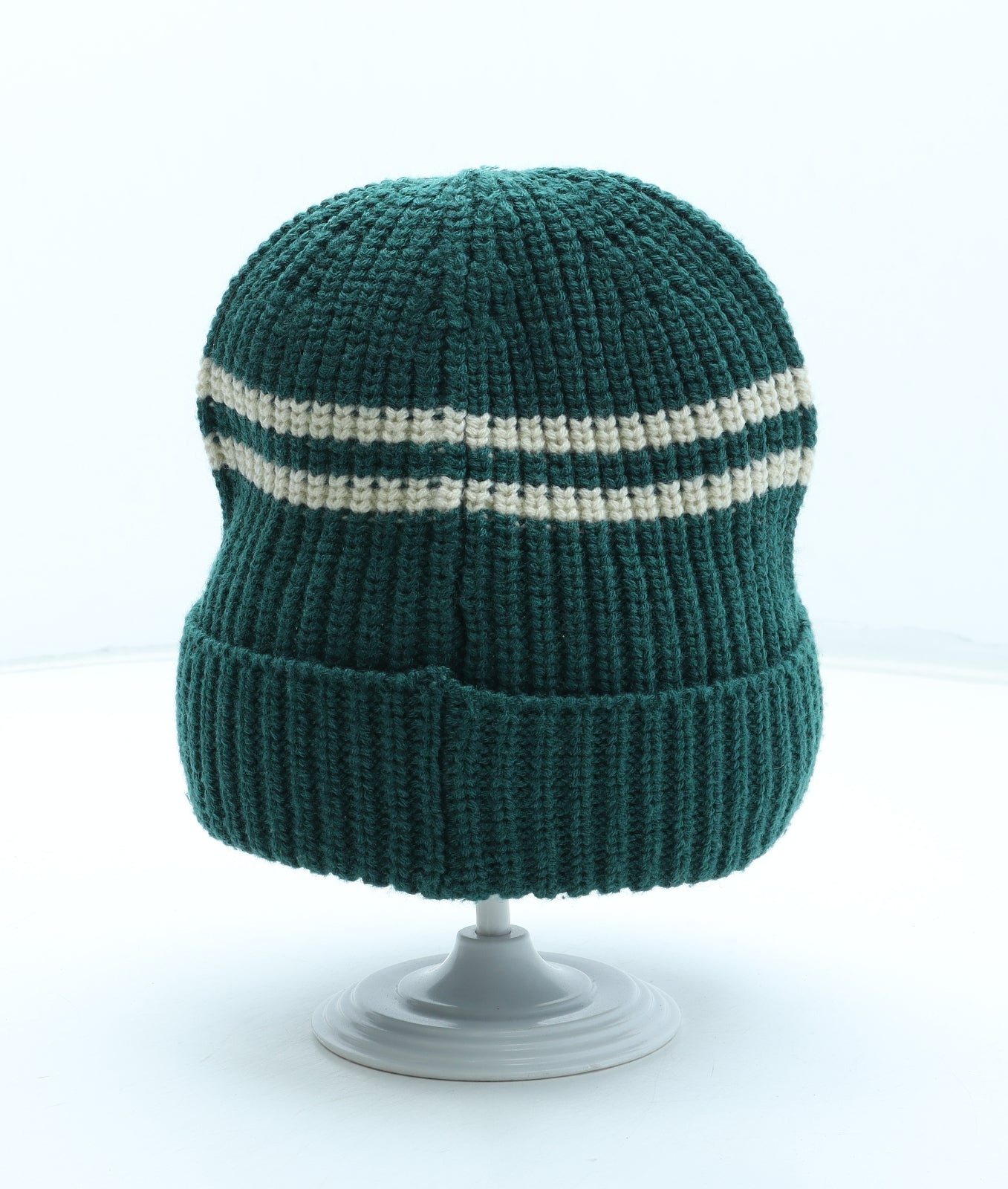 Preworn Womens Green Colourblock Acrylic Beanie One Size