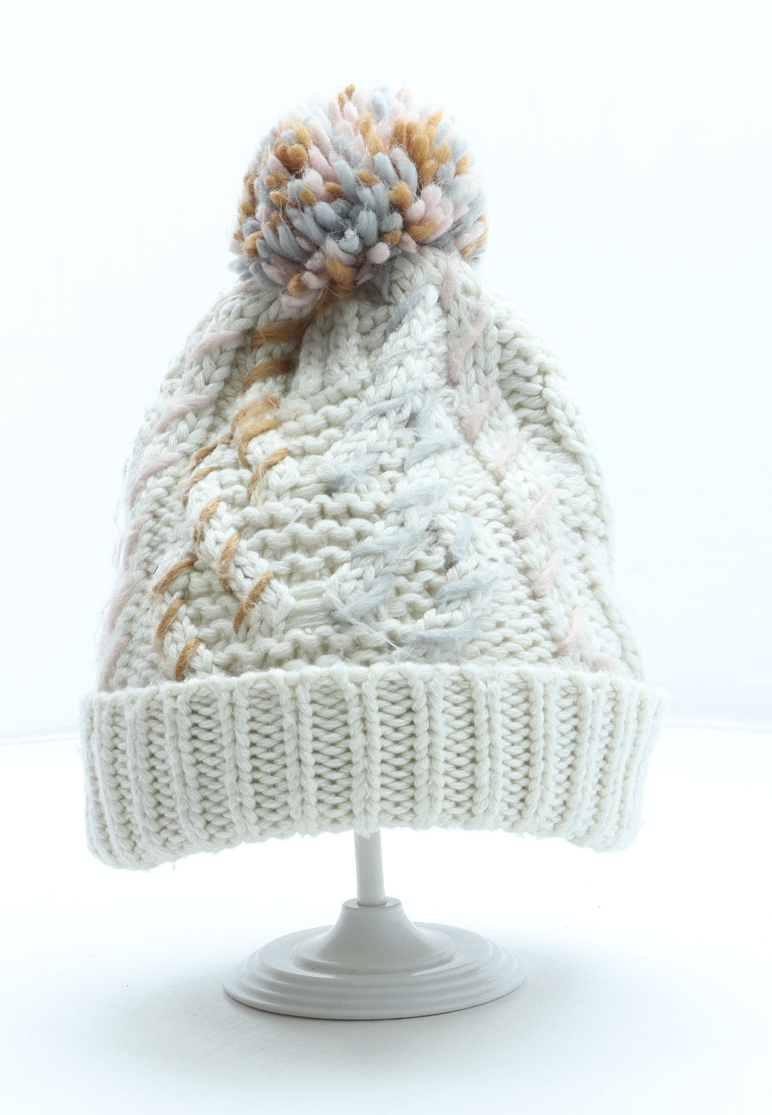 White Stuff Womens Multicoloured Acrylic Bobble Hat One Size