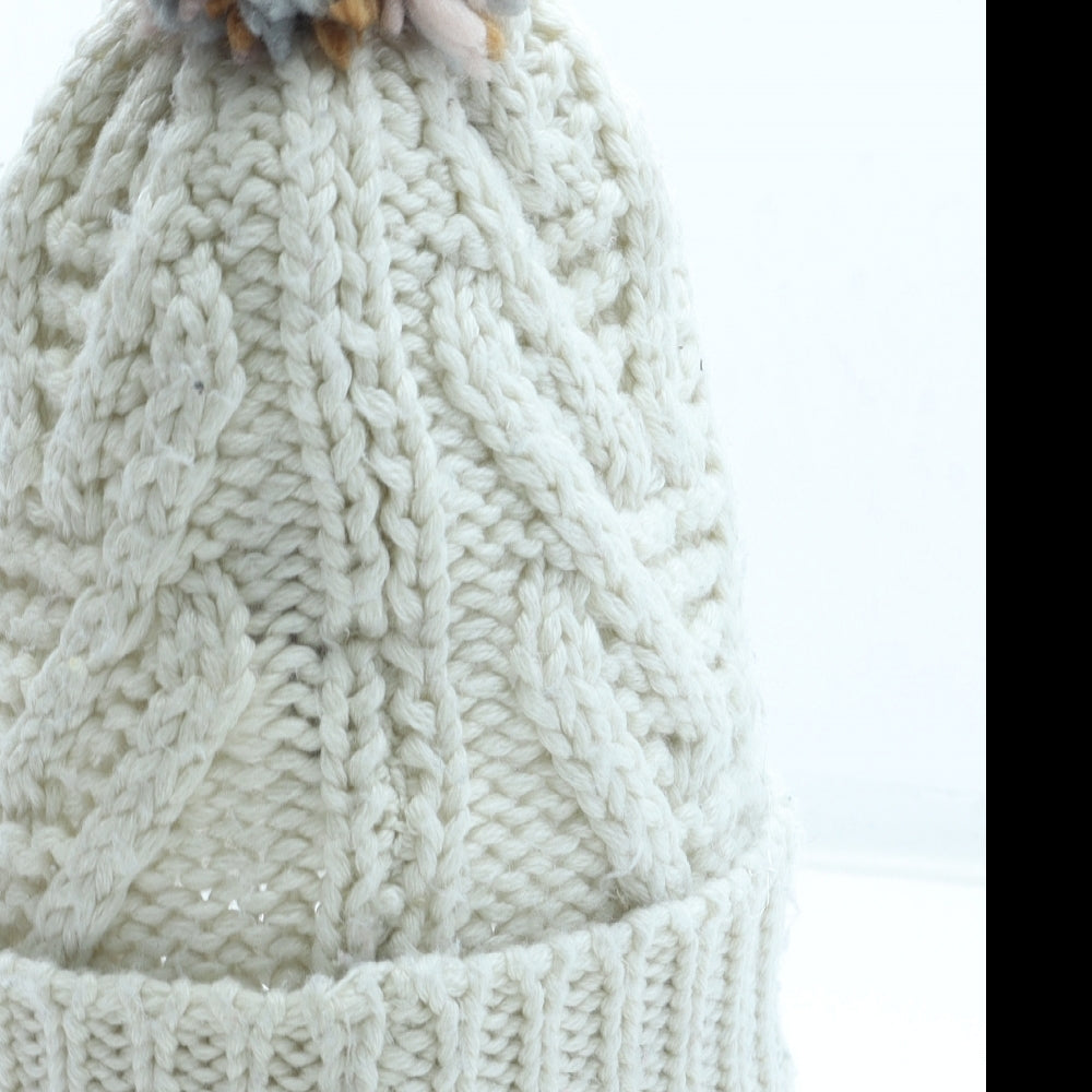 White Stuff Womens Multicoloured Acrylic Bobble Hat One Size