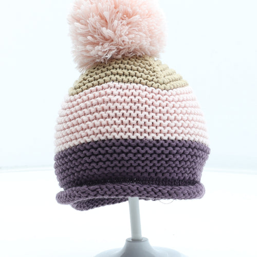 NEXT Girls Multicoloured Colourblock Cotton Bobble Hat Size S