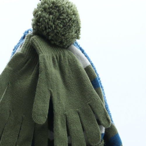 Marks and Spencer Boys Multicoloured Camouflage Acrylic Beanie Size S - UK Size 6-10 years Gloves and snood included