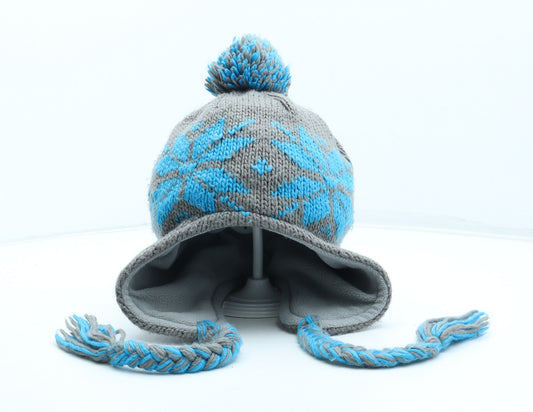 Preworn Mens Blue Fair Isle Acrylic Winter Hat One Size