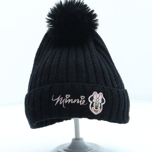 Primark Girls Black Acrylic Bobble Hat One Size - Minnie Mouse