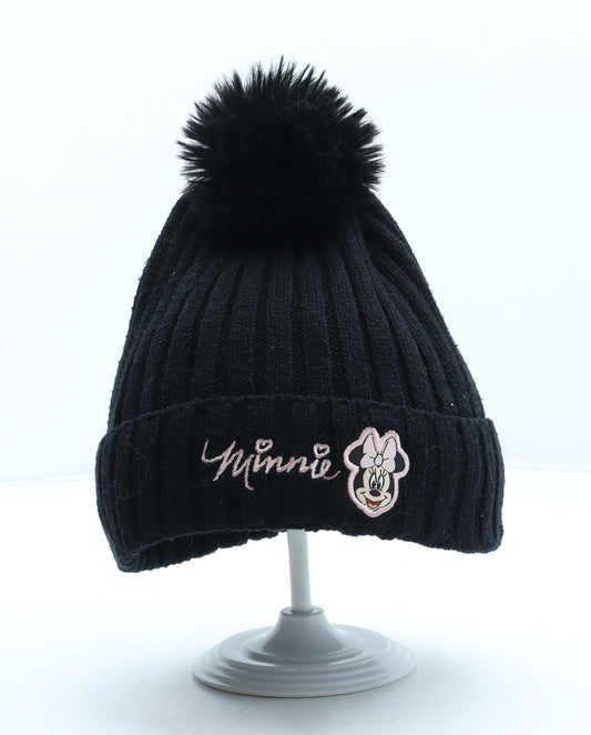 Primark Girls Black Acrylic Bobble Hat One Size - Minnie Mouse