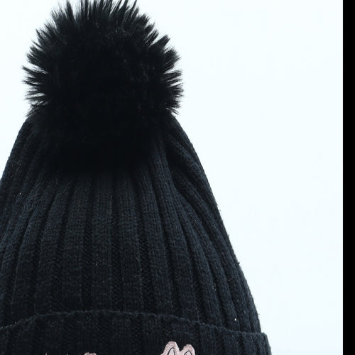 Primark Girls Black Acrylic Bobble Hat One Size - Minnie Mouse