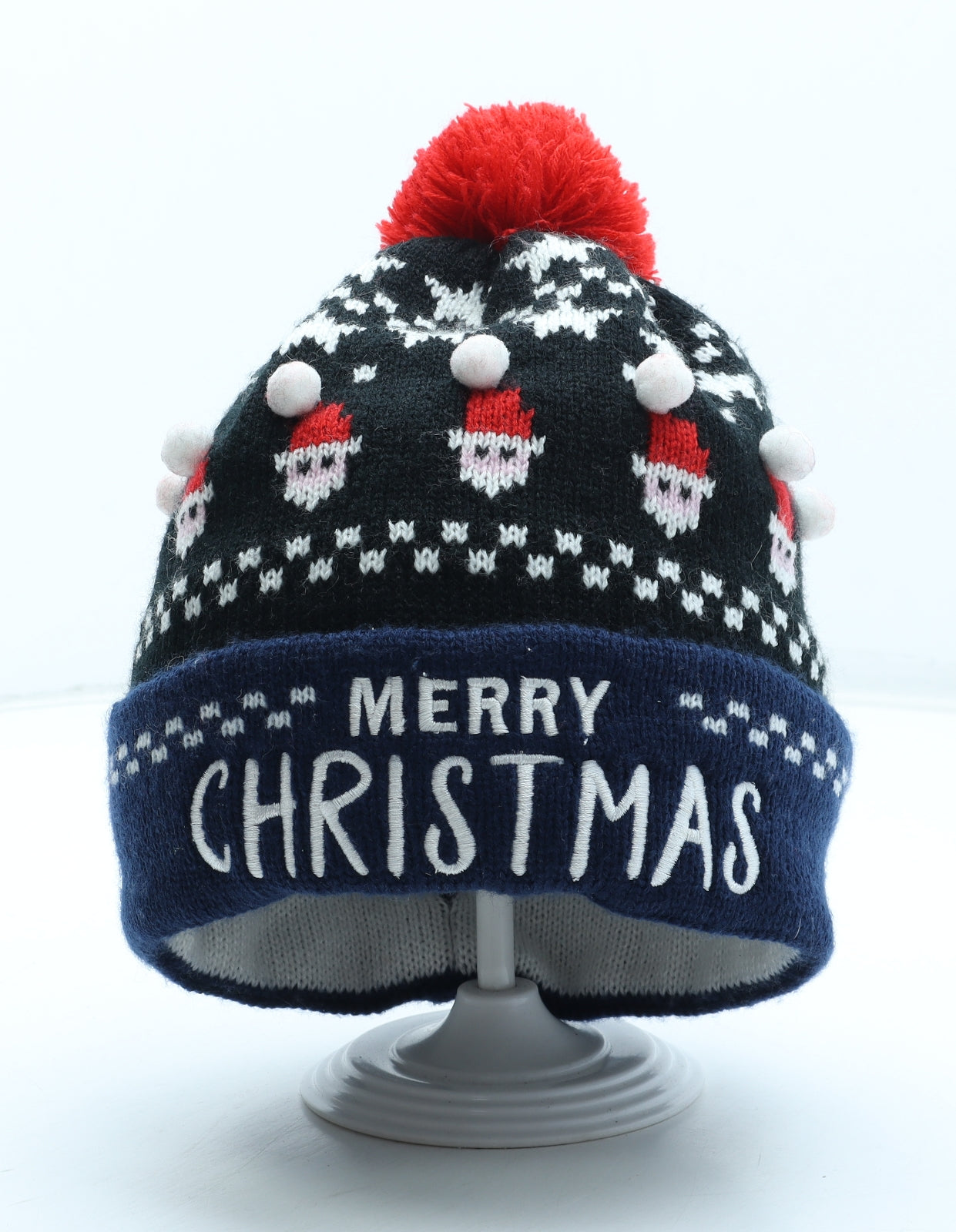 Preworn Mens Multicoloured Fair Isle Acrylic Winter Hat One Size - Merry Christmas