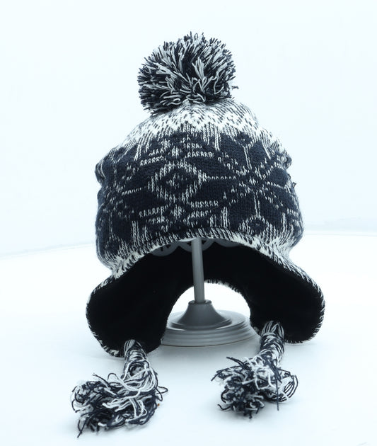 Preworn Boys Grey Fair Isle Acrylic Winter Hat One Size