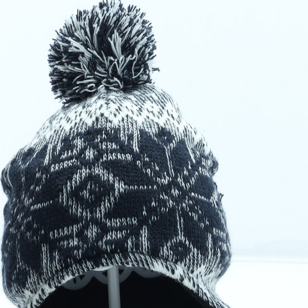 Preworn Boys Grey Fair Isle Acrylic Winter Hat One Size