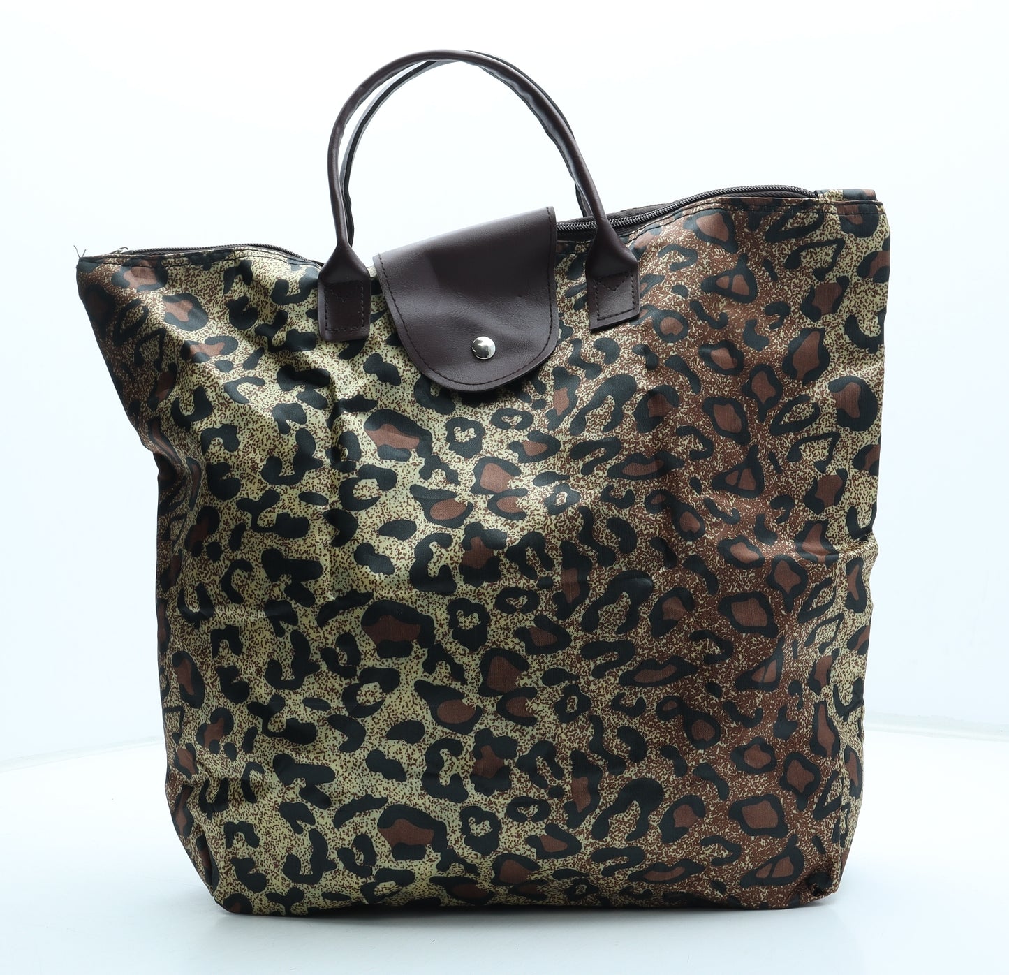 Preworn Womens Brown Animal Print Polyurethane Tote Size Large - Leopard Pattern