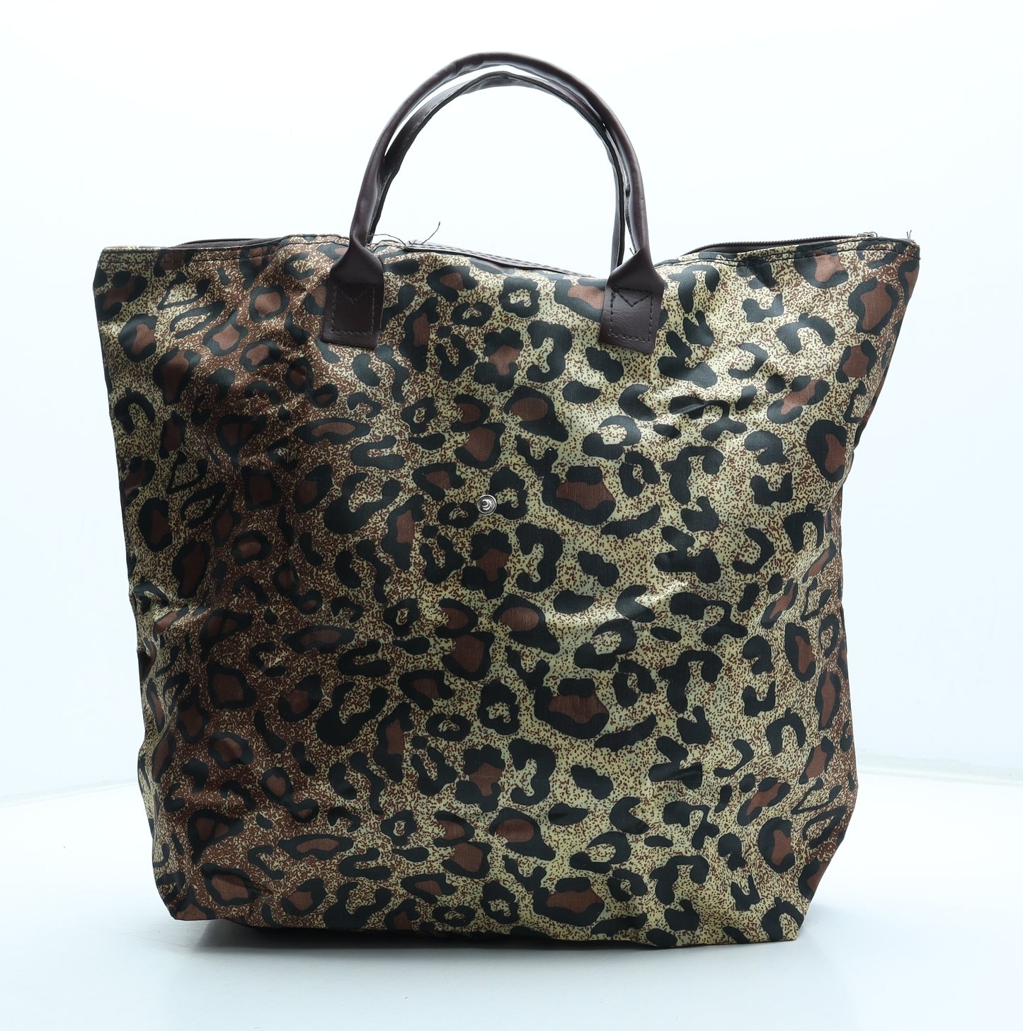 Preworn Womens Brown Animal Print Polyurethane Tote Size Large - Leopard Pattern