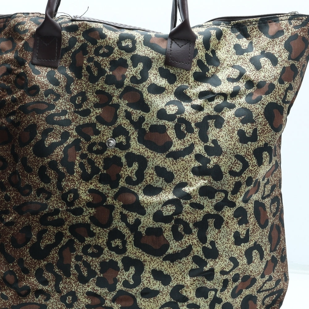 Preworn Womens Brown Animal Print Polyurethane Tote Size Large - Leopard Pattern