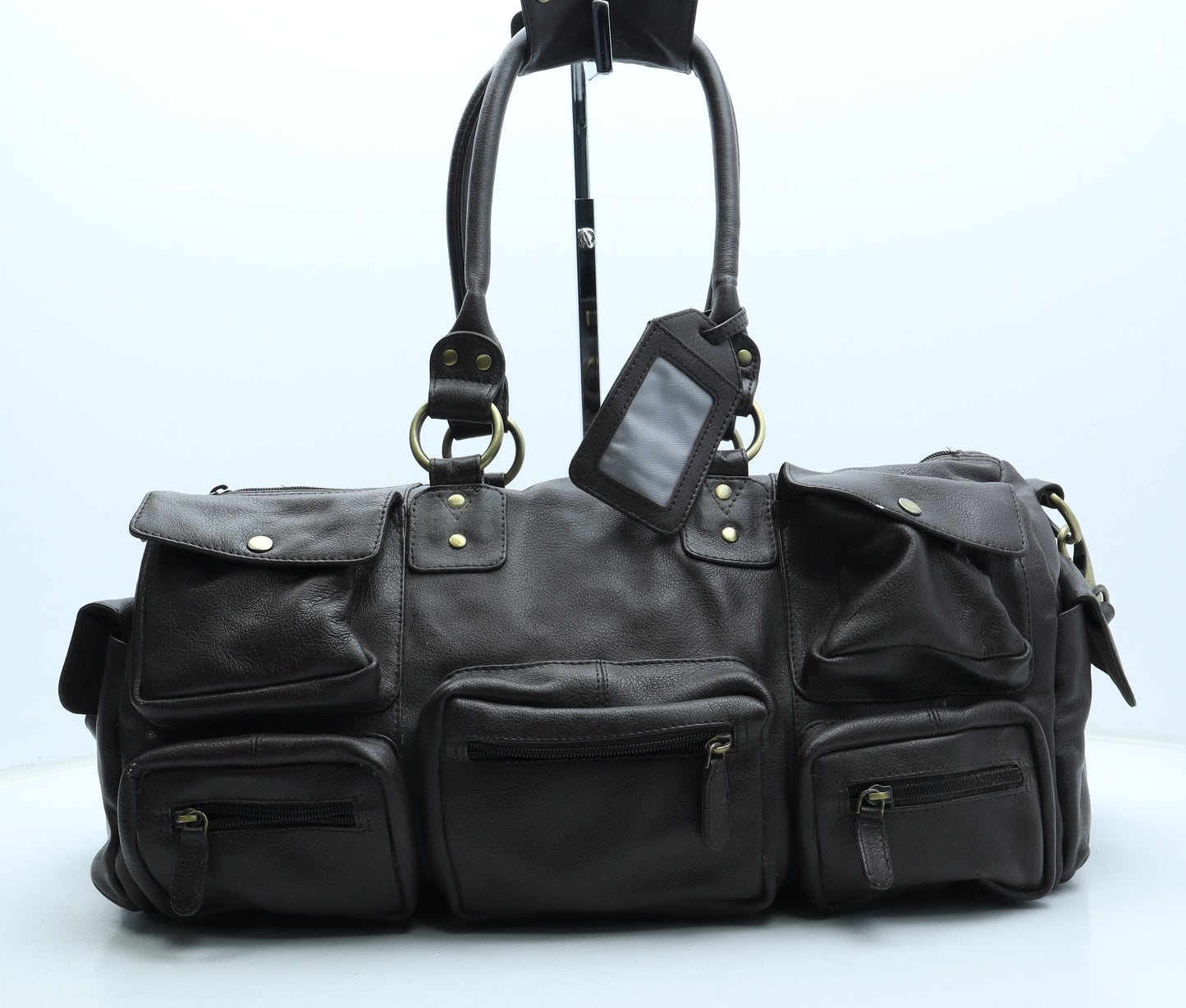 Preworn Mens Brown Leather Top Handle Bag Size Large