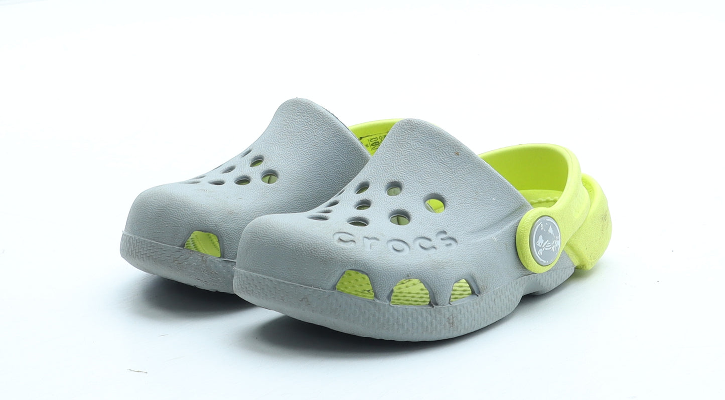 Crocs Boys Grey Colourblock Rubber Clog Sandal UK 5